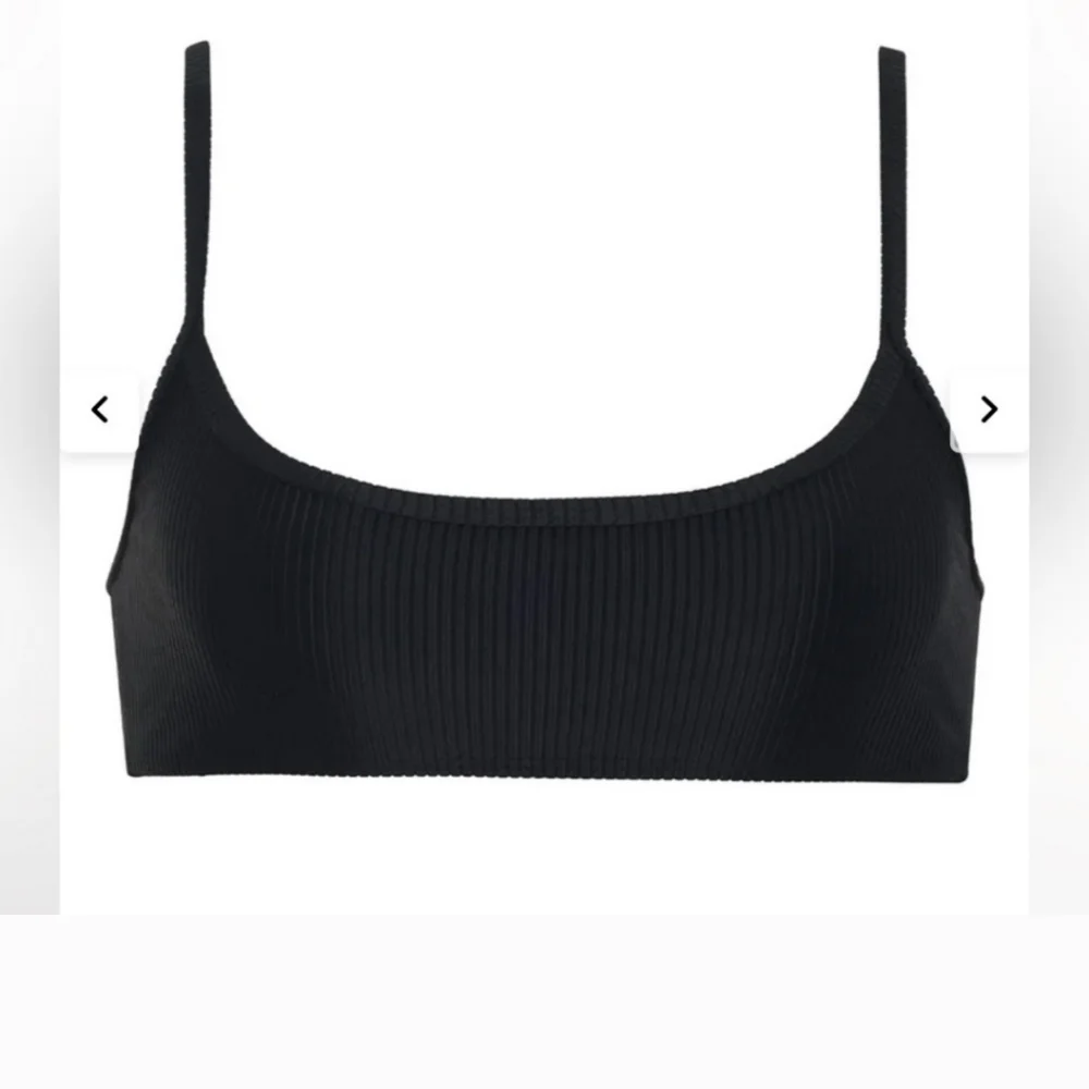 Frankie's Bikinis Black Ribbed Scoop Bikini Top